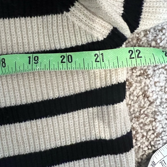 Long Lantern Sleeve Crewneck Ribbed Pullover Striped Sweater Pretty Garden XL - Picture 7 of 9